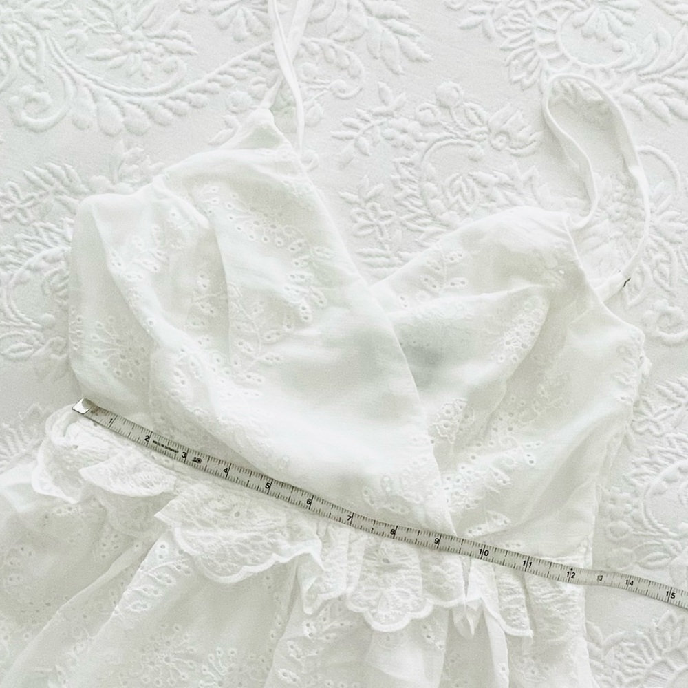 NWOT Lulus How Much I Love You White Eyelet Tiered Midi Dress Small - Picture 7 of 8